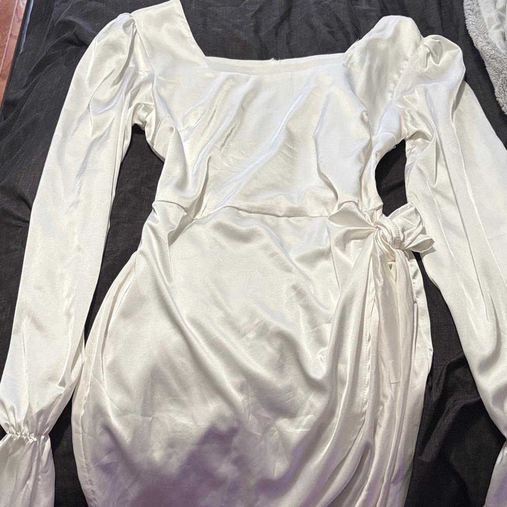 Elegant White Satin Dress